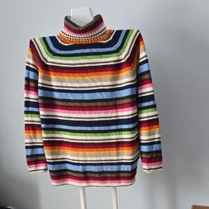 Colorful Striped Turtleneck Sweater